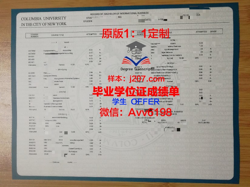 国际大学毕业证成绩单(国外本科成绩单)