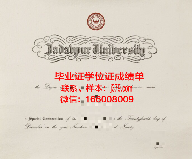 贾达普大学毕业证成绩单