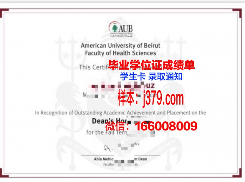 贝鲁特美国大学硕士毕业证(贝鲁特美国大学申请)